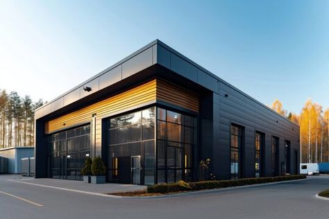 Modern Warehouse Design Exterior, Warehouse Design Exterior, Modern Warehouse Design, Warehouse Exterior, Store Building, Modern Warehouse, Small Warehouse, Studio Build, Warehouse Design