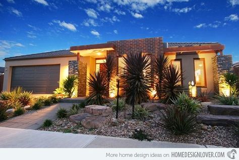 desert landscaping ideas | 15 Modern Front Yard Landscape Ideas | Home Design Lover Front Yard Desert Landscaping, Front Yard Desert Landscaping Ideas, Desert Landscaping Front Yard, Modern Landscape Ideas, Desert Landscaping Ideas, Landscape Ideas Front Yard, Succulent Landscape Design, Modern Front Yard, Succulent Landscaping