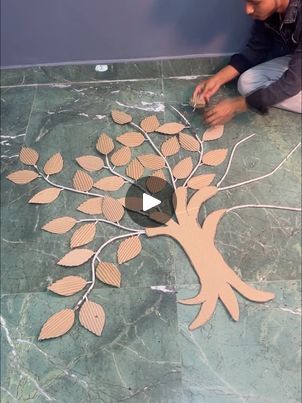 Wall Hanging Crafts With Cardboard, Wall Hanging Cardboard Ideas, Cardboard Tree Diy, Cardboard Trees, Cardboard Tree, Tree Wall Hanging, Hanging Craft, Wall Hanging Crafts, Diy Cardboard