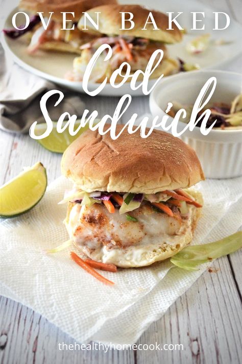 Baked Fish Sandwich, Cod Sandwich Recipes, Healthy Fish Sandwich Recipes, Grilled Fish Sandwich Recipes, Blackened Cod Sandwich, Cod Fish Sandwich Recipes, Fried Cod Fish Sandwich Recipes, Cod Fish Sandwich, Cod Burgers Fish Sandwich