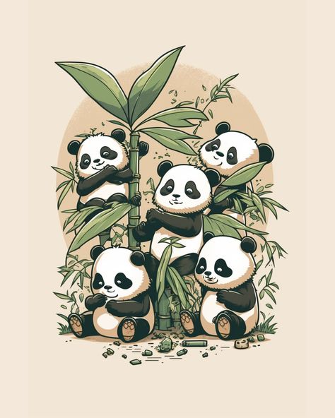 Bamboo Drawing, Book Illustration Layout, Panda Illustration, Panda Drawing, Animal Illustration Art, Images Kawaii, Cute Animal Illustration, Panda Art, Animal Wildlife