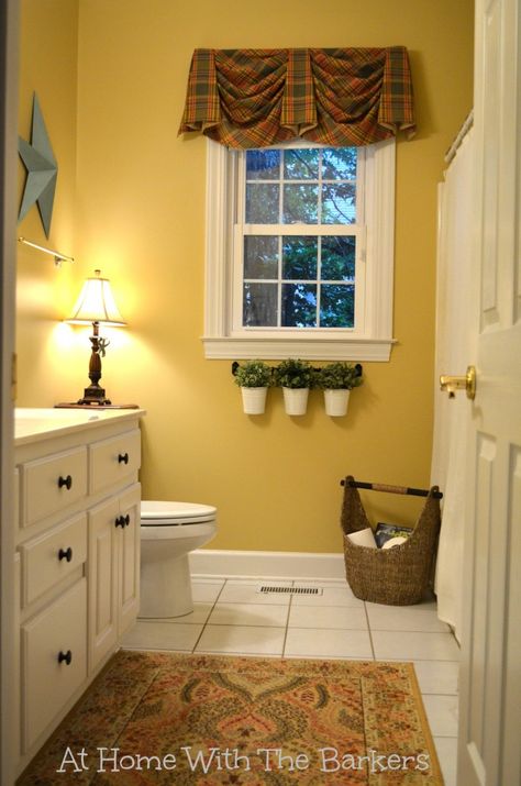 Summer Home Tour #athomewiththebarkers #homedecor #bathroom Yellow Bathroom Walls, Yellow Bathroom Decor, Southern Traditional, Yellow Bathrooms, Yellow Walls, Summer Home, Beautiful Bathrooms, Home Tour, Bathroom Makeover