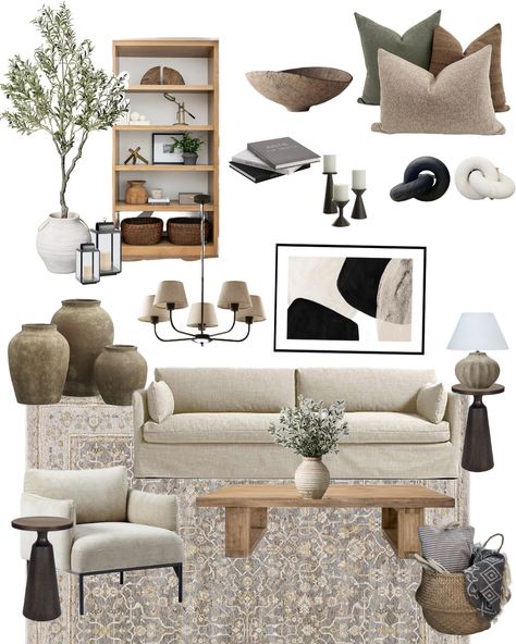 🌾 Bringing the charm of the countryside into your home! This mood board blends rustic textures, natural tones, and cozy elements to create a warm, inviting country-style home. Perfect for those who love a relaxed, timeless vibe. 🏡✨ #CountryStyle #RusticHome #MoodBoardInspo #HomeDecorIdeas #CountryLiving #InteriorDesign #CozyVibes #RusticDecor #FarmhouseStyle #NaturalLiving Airbnb Mood Board, Modern Rustic Palette, Home Decor Mood Board Inspiration, Living Room Idea Board, Rustic Modern Mood Board, Organic Modern Design Board, Cozy Home Mood Board, Timeless Modern Living Room, Minimalist Mood Board Interior Design