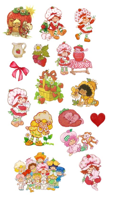 Strawberry Shortcake Sticker Sheet #strawberryshortcake #stickersheet #stickers #printablestickers 80s Strawberry Shortcake Aesthetic, Strawberry Aesthetic Sticker, Strawberry Shortcake Stickers Printable, Strawberry Shortcake Printables, Penpal Inspo Aesthetic, Stickers Sheet Printable, Cute Strawberry Sticker, Strawberry Shortcake Stickers, Sticker Sheets Aesthetic