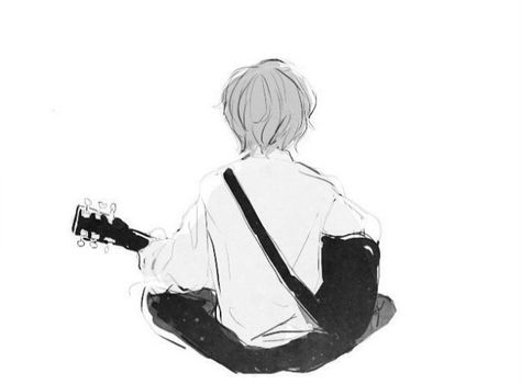 Guitar Sketch, Guitar Illustration, Guitar Boy, Guitar Drawing, Anime Music, Anime Boys, Boy Art, Anime Scenery, Playing Guitar