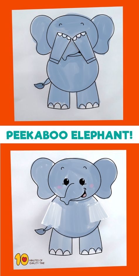 Peekaboo Elephant Printable Craft Elephant Crafts For Kids, Preschool Animals, Reindeer Printable, Easter Craft Activities, 3d Elephant, Elephant Printable, Elephant Crafts, Bee Coloring Pages, Owl Coloring Pages