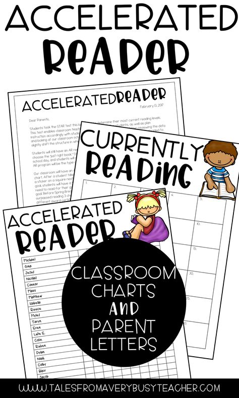 Have fun implementing Accelerated Reader in your elementary school classroom with these easy to use classroom AR charts and parent letters from Tales from a Very Busy Teacher's TpT store. Grade Motivation, Ar Reading, 40 Book Challenge, Ar Ideas, Reading Party, Library Storytime, Accelerated Reading, Reading Incentives, Class Dismissed