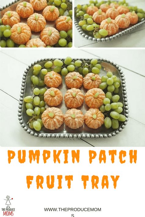 Halloween Pumpkin Patch Fruit Tray Halloween Fruit Tray, Halloween Appetizers For Party, Halloween Themed Appetizers, Class Snacks, Thanksgiving Fruit, Halloween Appetizers Easy, Fall Fruit, Halloween Office, Halloween Fruit