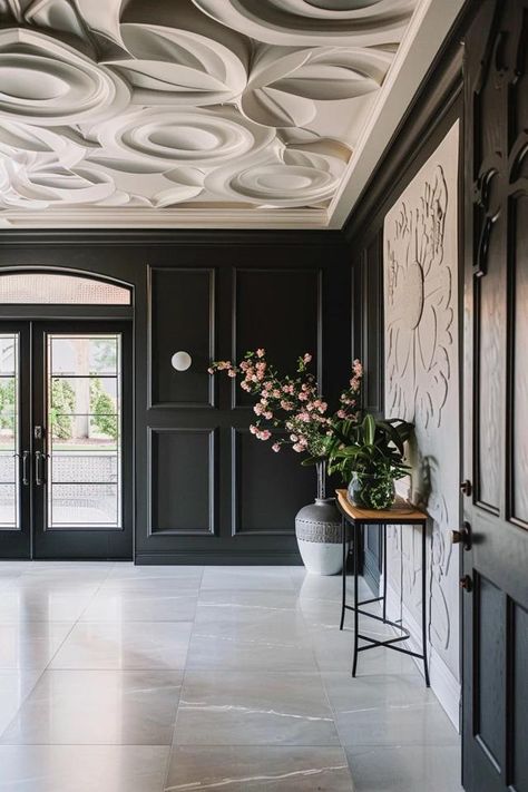 Elevate Your Entryway with Chic Ceiling Ideas Painted Foyer Ceiling, Entryway Ceiling Ideas, Painted Foyer, Entryway Ceiling, Foyer Ceiling, Creating An Entryway, Hallway Ceiling, Ceiling Options, Foyer Ideas