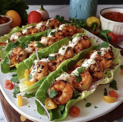 Taco Shrimp Lettuce Wraps – Tnextrecipes Lettuce Boat Recipes, Taco Shrimp, Lettuce Boats, Mexican Recipies, Lettuce Boat, Shrimp Lettuce Wraps, Healthy Taco, Lettuce Tacos, Cherry Tomato Salad