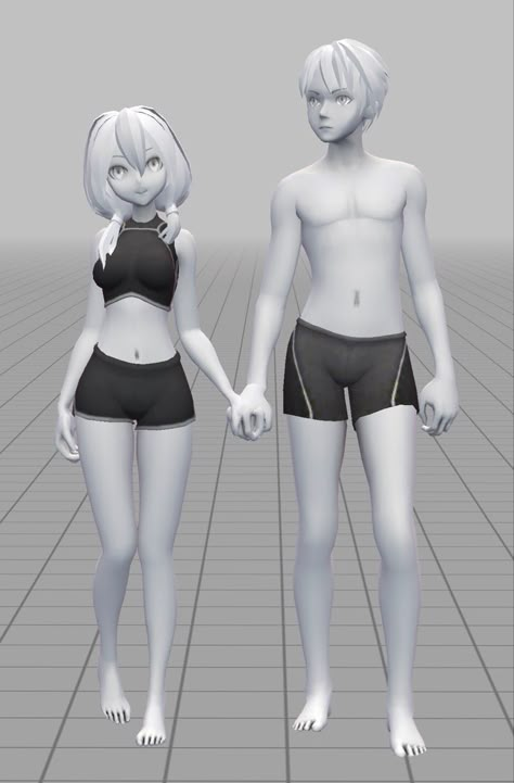 Duo Standing Pose Reference, Character Base Poses Couple, Couple Drawing Holding Hands, 3d Poses Reference Couple, Holding Bowl Reference, 3d Base Pose, Holding Hands Pose, Couple Drawing Base, Hug Pose