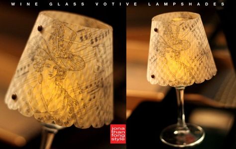 votive_lampshades_1 Fun Party Decor, Small Concert, Doily Table Runner, Glass Votives, I Love Lamp, Diy Lamp Shade, Glass Votive, Diy Wine, Wine Bottle Crafts