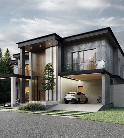 Villa Facade, Modern Residential Architecture, House Outer Design, Modern Villa Design, Modern Bungalow House, Modern House Facades, Architecture Model House, Private House, House Outside Design