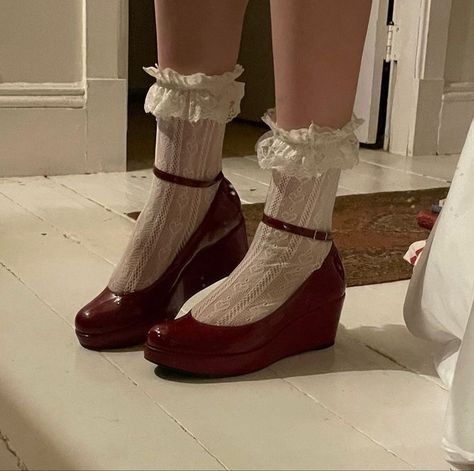 Mary Janes Aesthetic, Socks Heels, Snow White And The Seven Dwarfs, The Seven Dwarfs, Seven Dwarfs, Girly Shoes, Jane Shoes, Red Aesthetic, Pretty Shoes