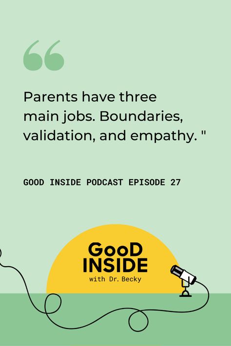 We all want to encourage our kids’ independence, but what about when safety is a concern? Focus on “family jobs”: Your job as a parent is to set boundaries, validate your child’s feelings, and empathize. Your child’s job is to explore and express their feelings. Click through to listen to Good Inside with Dr. Becky. Defiant Behavior, Raising Kids Quotes, Dr Becky, Parenting Strategies, Mindful Parenting, Conscious Parenting, Find Quotes, Inside Job, Emotional Regulation