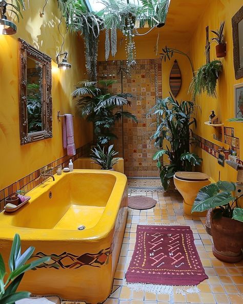 Bathroom Ideas Yellow, Nai Palm, Amazing Bathtubs, Yellow Bathroom Ideas, Homely Decor, Rental Makeover, Elegant Fall Decor, Creative Painting Ideas, Chic Home Decor Ideas