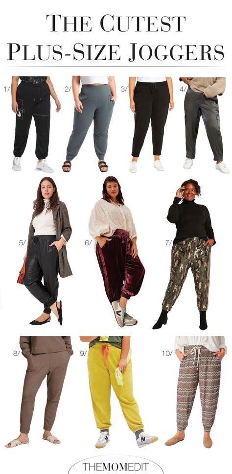 Cargo Joggers Outfits Women Plus Size, Curvy Joggers Outfit, Plus Size Joggers Outfit Work, Black Joggers Outfit Plus Size, Styling Joggers Women Plus Size, Mid Size Jogger Outfits, Jogger Pants Outfit Women Plus Size, How To Style Joggers For Women Plus Size, Elevated Jogger Outfit