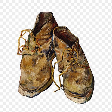 Van Gogh Shoes, What Can I Draw, Vincent Van Gogh Paintings, Shoes Illustration, Vintage Png, Van Gogh Paintings, Old Shoes, Star Shoes, Impressionist Paintings