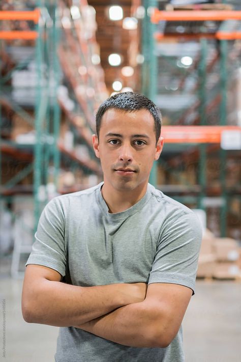 Staff Portraits, Business Poses, Headshots Male, Industrial Workspace, Brown Beret, Environmental Portrait, Warehouse Worker, Profile Ideas, Team Photography