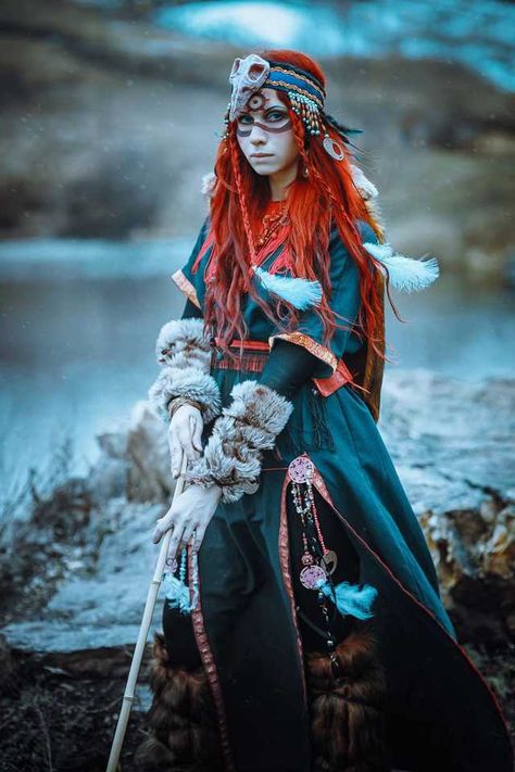 Shaman and amazon cosplay - Imgur Fete Emo, Larp Costume, Fantasy Costumes, Warrior Princess, Fashion Costume, Fantasy Fashion, Hair And Makeup, Larp, Costume Design