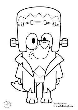 Rusty from Bluey Halloween Coloring Pages Bluey Halloween Printable, Paw Patrol Halloween Coloring Pages, Halloween Colouring Pages For Kids, Halloween Kid Coloring Pages, Halloween Coloring Pages Disney, Pre K Coloring Pages, Bluey Halloween Coloring Pages, Coloring Crafts For Kids, Chucky Coloring Pages