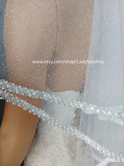 Bridal Veil With Pearls, Sparkly Veil, Glitter Veil, Beaded Bridal Veil, Sparkle Veil, Beaded Veil, Beaded Wedding Veils, 2nd Choice, Eva Lendel