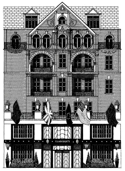 Thibaud Herem- Claridge's Thibaud Herem, Sketching Architecture, Architecture Representation, Digital Architecture, Beloved Summer, Detailed Art, Boutique Display, Building Illustration, Architecture Drawing Art