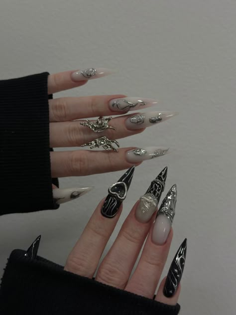 Punk Nails, Gothic Nails, Edgy Nails, Grunge Nails, Goth Nails, Crazy Nails, Pretty Gel Nails, Y2k Nails, Nails Only