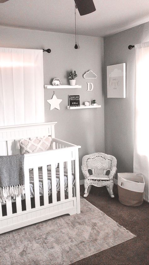 Baby Room Grey And White, Grey Walls Nursery, Wave Nursery, Neutral Baby Boy Nursery, Nuetral Nursery, Gray And White Nursery, Newborn Room, Baby Room Neutral