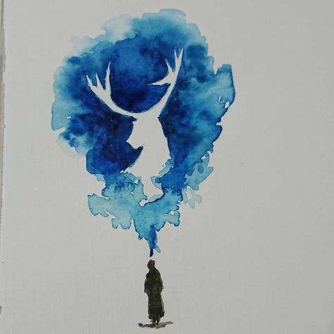 Harry Potter Patronus Aquarelle ------------------------- Petite inspiration du soir avec mon kit aquarelle @hitart.fr. Alors quel serait ton Patronus si était un sorcier ou une sorciere du monde de J. K. Rowling ? #patronus #harrypotter #jkrowling #harrypotterthing #harrypotterfan #potterhead #pottermore #harrypotterworld #harrypotterforever #hogwards #poudlard #dessin #drawing #instadraw #drawgram #sketch #draw #illustration #illustrationart #painting #artist_features #artist #artwork #aquarel Harry Potter Zeichnung, Waterpaint Ideas, Epoxy Mugs, Watercolor Fashion Sketch, Harry Potter Watercolor, Harry Potter Bookmark, Watercolor Kit, Draw Illustration, Harry Potter Drawings