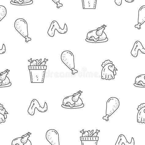 Illustration about Cute fried chicken vector seamless pattern in doodle style suitable for background. Illustration of meal, fresh, background - 177878530 Apple Crafts Preschool, Fresh Background, Chicken Tattoo, Chicken Vector, Chicken Illustration, Chicken On A Stick, Recipe Drawing, Restaurant Poster, Chalk Design