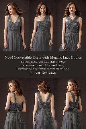 L184063 Long Sweetheart Strapless Soft Tulle & Metallic Lace Bridesmaid Dress Convertible Dress Styles, Versatile Bridesmaid Dress, Bridesmaid Stuff, Bridal Reflections, Jasmine Bridal, Lace Bridesmaid Dress, Convertible Bridesmaid Dress, Special Event Dresses, Lace Bridesmaids