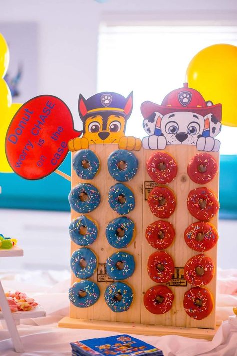 Paw Patrol Donuts Party, Lets Pawty Paw Patrol, 4 Year Birthday Party Ideas Paw Patrol, Paw Patrol 4th Birthday Party For Boy, Paw Patrol Double Birthday Party, 2 Year Birthday Paw Patrol, Paw Patrol Birthday Modern, Chase Birthday Party Paw Patrol, Paw Patrol Party Ideas 2nd Birthday