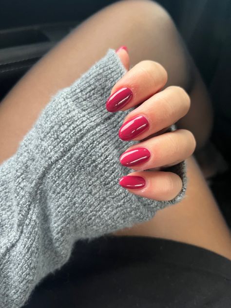 Purplish Red Nails, Pink Red Nail Color, Cranberry Pink Nails, Pale Red Nails, Raspberry Red Nails, Soft Red Nails, Subtle Red Nails, Reddish Pink Nails, Pinky Red Nails