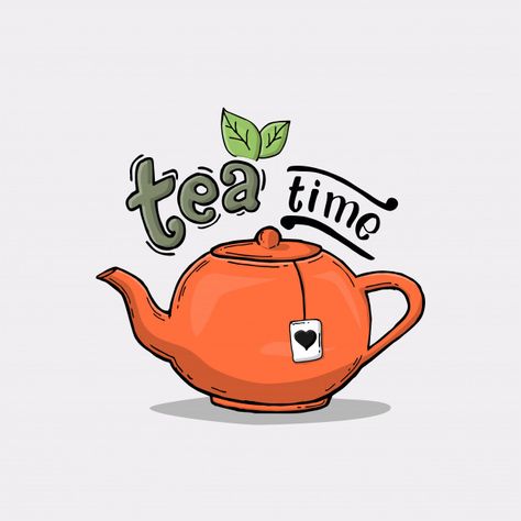 Slogan with teapot illustration Premium Vector Tea Pot Illustration, Teapot Illustration, Vintage Tea Time, Tea Logo, Time Poster, Cute Teapot, Cartoon Wallpaper Iphone, Tea Art, Tea Pots Vintage