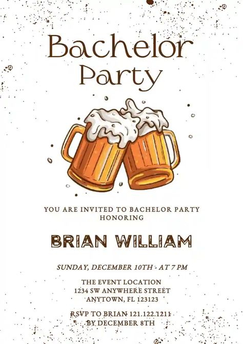 Beer Card, Bachelor Party Invitations, Online Invitation, Invitation Maker, Drinking Party, Online Invitations, Party Invite Template, Party Card, Bachelor Party