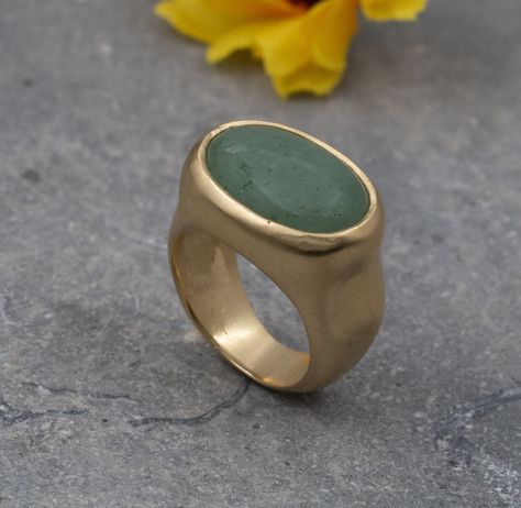 Women Gold Ring, Ring For Women Gold, Aventurine Ring, Boho Items, Handmade Gold Jewellery, Best Friend Jewelry, Gold Statement Ring, Colorful Jewelry, Boho Ring