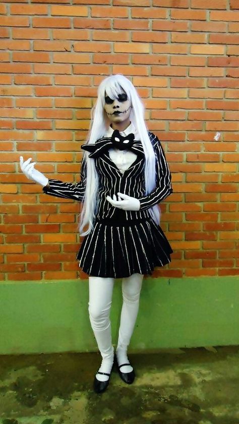 Jack Skellington costume Female Jack Skellington, Jack Skellington Cosplay, Theater Tips, Skellington Costume, Jack Skellington Costume, Disney Run, Authentic Costumes, Tim Burton Characters, Halloween Parejas