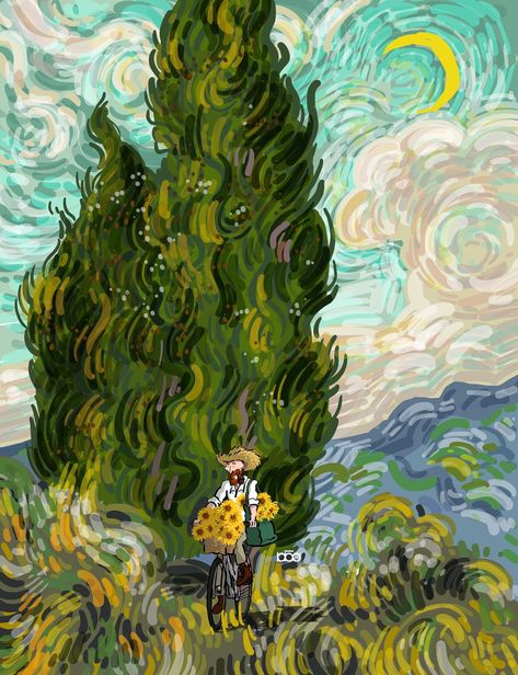 Alireza Karimi, Van Gogh Wallpaper, Vincent Willem Van Gogh, Night Sky Painting, Vincent Van Gogh Art, Van Gogh Sunflowers, Canvas Art Projects, Arte Van Gogh, Van Gogh Art