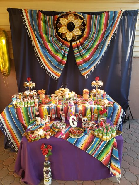 Mexican themed birthday party Mexican Theme Party Backdrop Ideas, Mexican Theme Centerpieces Ideas For Men, Mexican Theme Party Decorations For Men, Mexican Theme Backdrop Ideas, Mexican Themed Birthday Party, Nacho Bar Party, Mexican Theme Party Decorations, Moms 60th, Fiesta Decor