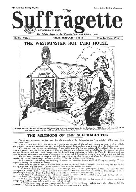 The Suffragette newspaper from 1913  defending the methods of the suffragettes. Christabel Pankhurst, The Suffragettes, Large Picture Frames, Photo Puzzle, Wonderful Images, Picture Library, Westminster, Photo Print, Hot Air