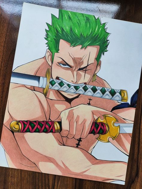 Book Art Drawings Anime, Anime Drawing Painting, Zoro One Piece Drawing Sketch, Character Art Sketches Anime, Zoro One Piece Drawing Pencil, Prismacolor Art Anime, One Piece Characters Drawing, One Piece Illustration Art, One Piece Drawing Pencil