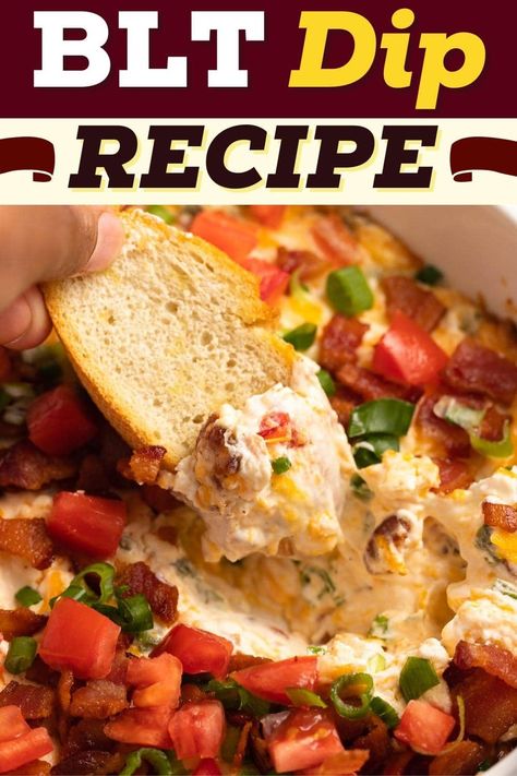 Blt Dip With Cream Cheese, Blt Dip Recipe, Classic Blt Sandwich, Bagel Dip, Rotel Recipes, Dip With Cream Cheese, Blt Dip, Toasted Crostini, Delicious Dips