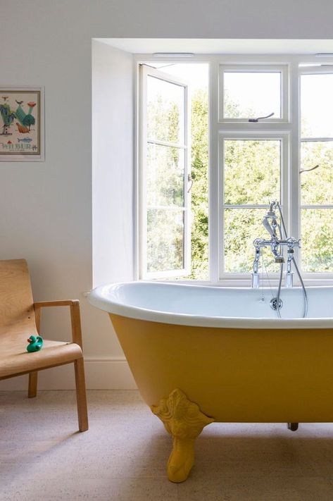 From bright hues to warm neutrals, there's a spring paint color for every style.  Image credit: Lauren Gilberthorpe / Emma Lewis Victorian Bath, Yellow Bath, Cotswold Cottage, Heritage Bathroom, Period Living, Timeless Interiors, Yellow Bathrooms, Traditional Farmhouse, Sunshine Yellow