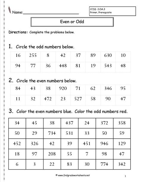 Easy Math Worksheets, Math Fractions Worksheets, Odd And Even Numbers, Third Grade Math Worksheets, Fun Math Worksheets, Even Numbers, First Grade Math Worksheets, Numbers Worksheets, Free Printable Math Worksheets