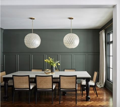 Green Paint Dining Room, Green Accent Wall Dining Room, Pewter Green Sherwin Williams, Green Dining Room Paint, Pewter Green Sw, Sherwin Williams Green Paint Colors, Sherwin Williams Pewter Green, Green Dining Room Walls, Dining Room Wall Color