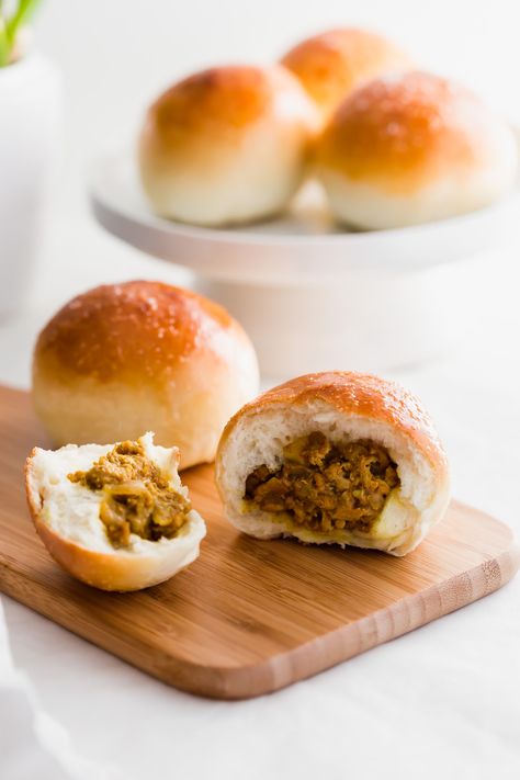 Curried Turkey Buns | Sift & Simmer Curry Buns, Goose Recipes, Turkey Curry, How To Store Bread, Fun Buns, Buns Recipe, Sweet Buns, Fry Bread, Food Drink Photography