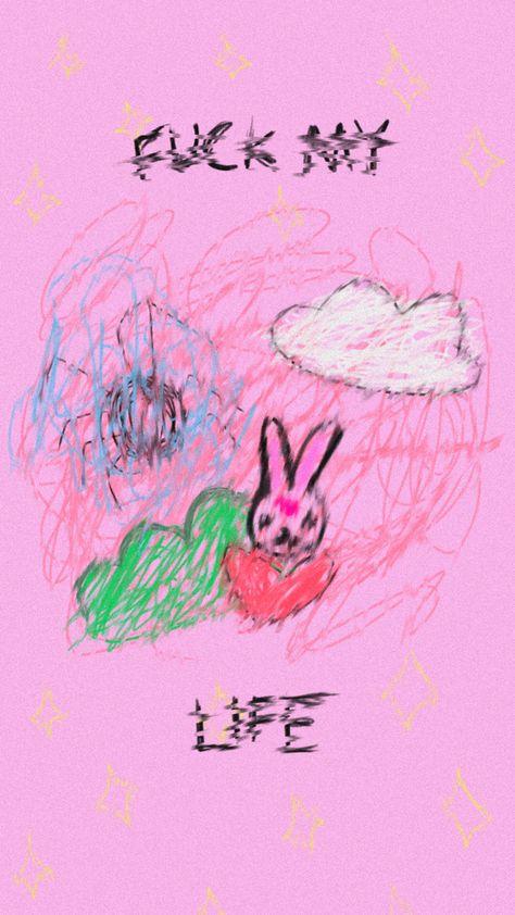 Bunny Art Cute, Pink Goth Aesthetic Wallpaper, Yami Kawaii Aesthetic, Menhera Aesthetic, Creepy Drawing, Cute Creepy, Creepy Backgrounds, Goth Wallpaper, Bunny Drawing