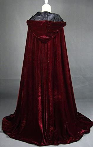 Amazon.com: LuckyMjmy Velvet Renaissance Medieval Cloak Cape Lined with Satin (XX-Large, Wine red-Black) : Clothing, Shoes & Jewelry Long Hooded Cloak, Masquerade Halloween Costumes, Witch Wedding, Cape Cloak, Medieval Wedding, Masquerade Costumes, Wedding Cape, Medieval Costume, Hooded Cloak