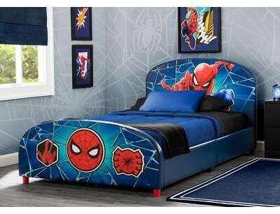 Spiderman Bed, Upholstered Twin Bed, Twin Bed Headboard, Spiderman Bedroom, Man Bedroom, Spiderman Room, Twin Bedroom Sets, Low Loft Beds, Twin Platform Bed